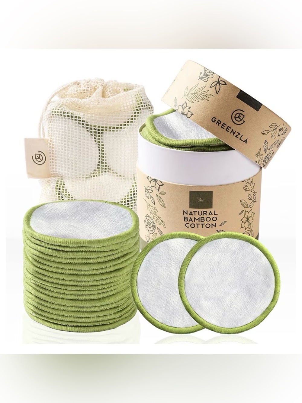Greenzla Reusable Round Cotton Pads - 20 PK